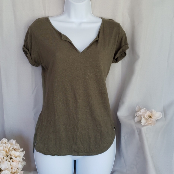 Olive Mesh Back Blouse - Picture 2 of 7
